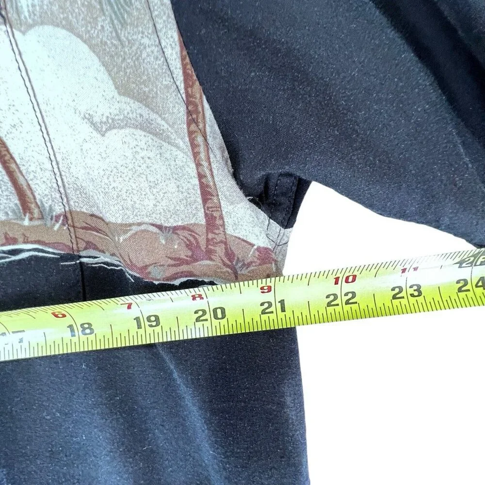 Bamboo Cay Shirt Mens M Black Tan Palm Tree Tropical Resort Collar Pocket - Picture 7 of 12